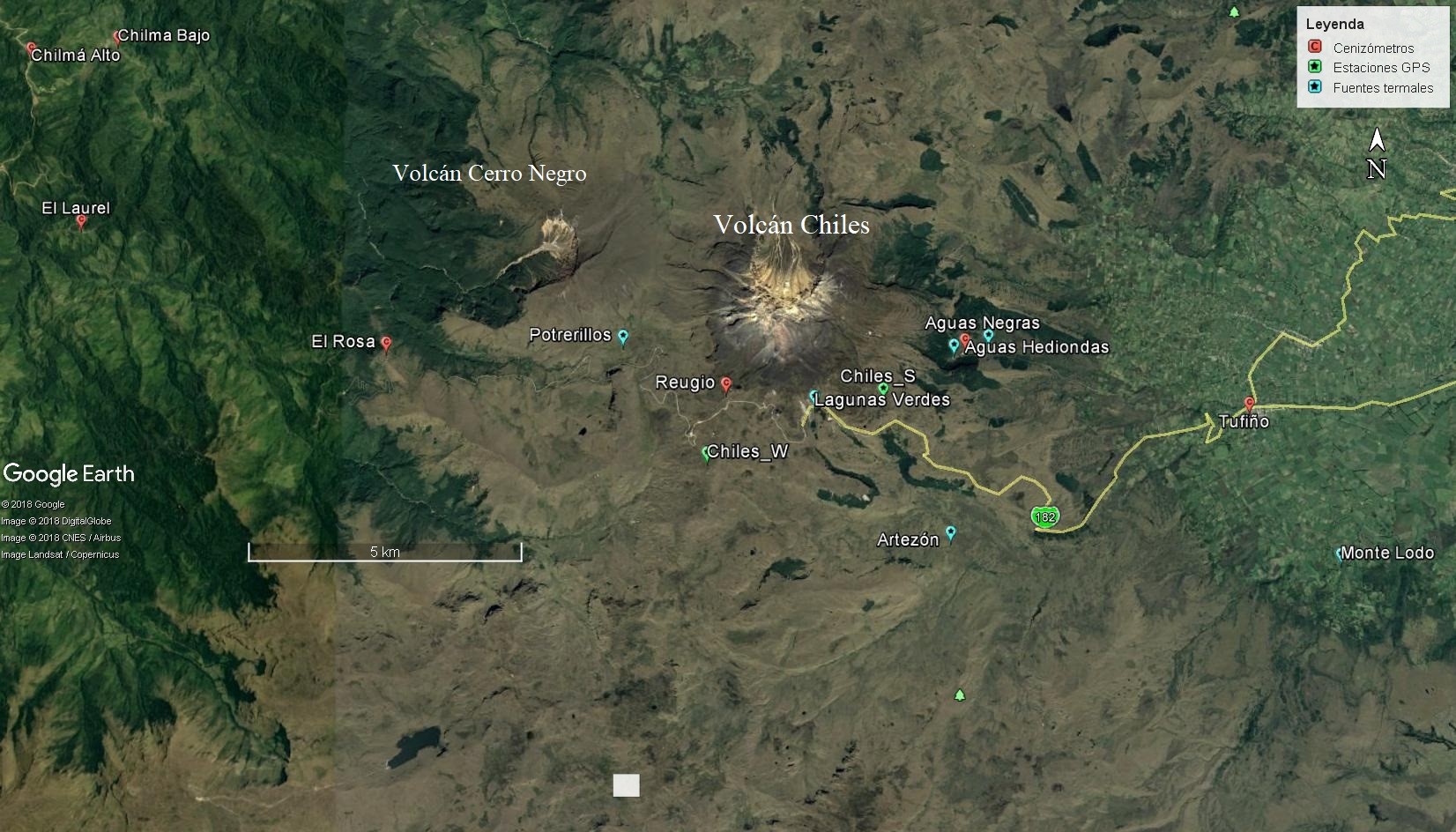 Trabajos en la zona del complejo volcánico Chiles-Cerro Negro