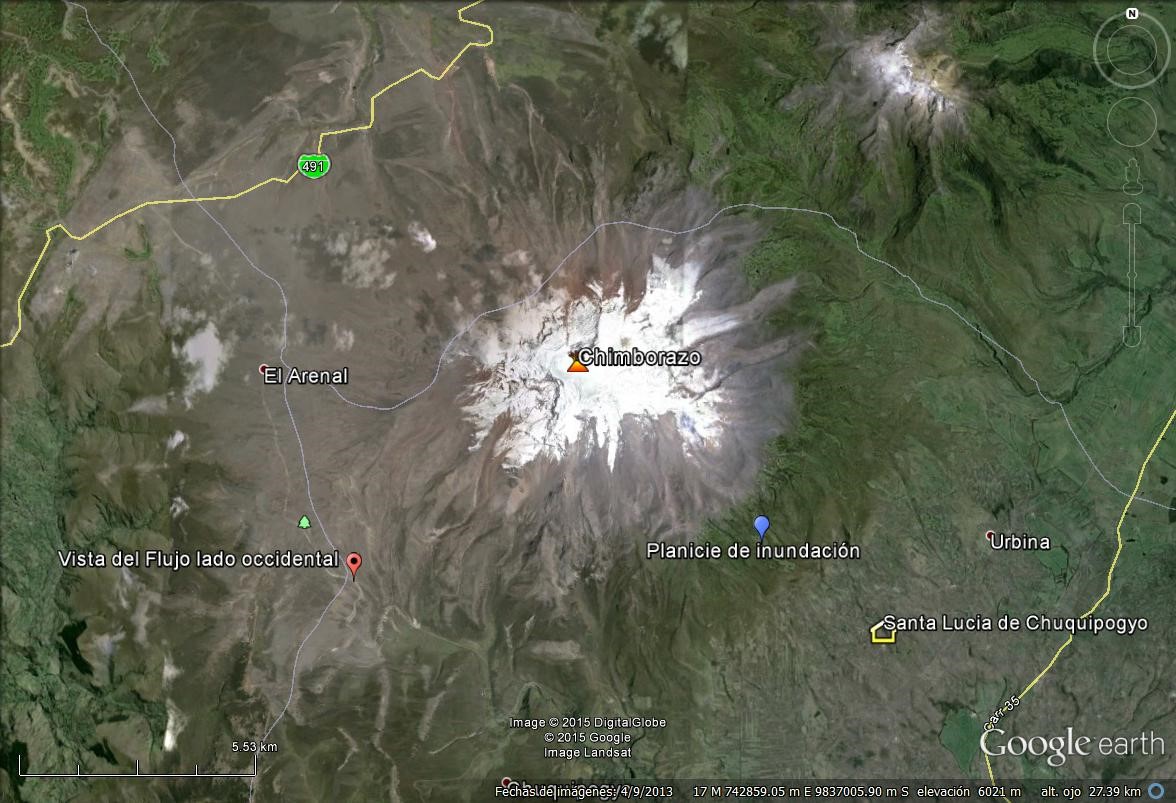 Reconocimiento en campo de los flujos de lodo y deslizamientos producidos en las faldas del volcán Chimborazo, comunidad Santa Lucía de Chuquipogyo