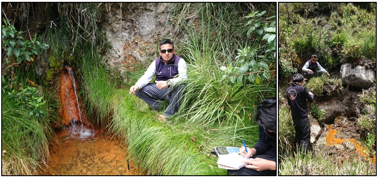 Medición de parámetros físico-químicos de aguas termales en el Volcán Cayambe y localidades de Tangalí Y Peguche