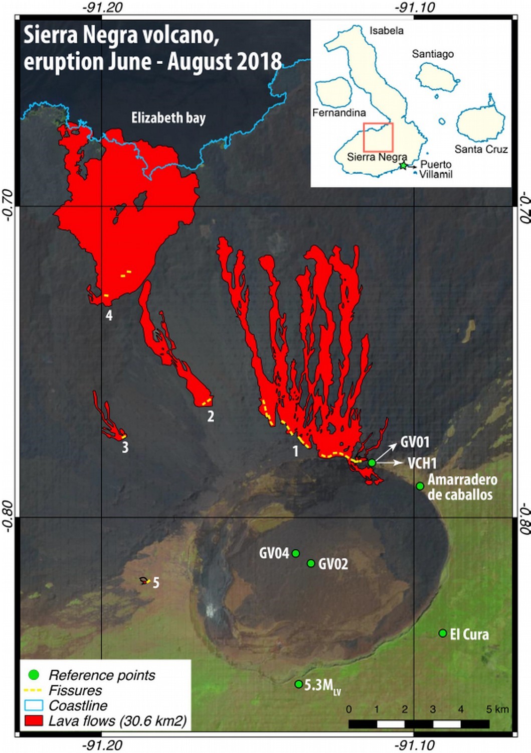 Vulcanólogos investigan la erupción de 2018 del volcán Sierra Negra, Isla Isabela – Galápagos