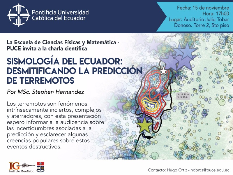 Invitación para charla científica 'Sismología del Ecuador: Desmitificando la predicción de Terremotos'