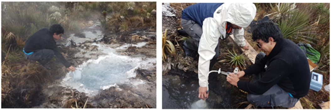 Monitoreo de las fuentes termales y campos fumarólicos asociados al complejo volcánico Chiles - Cerro Negro