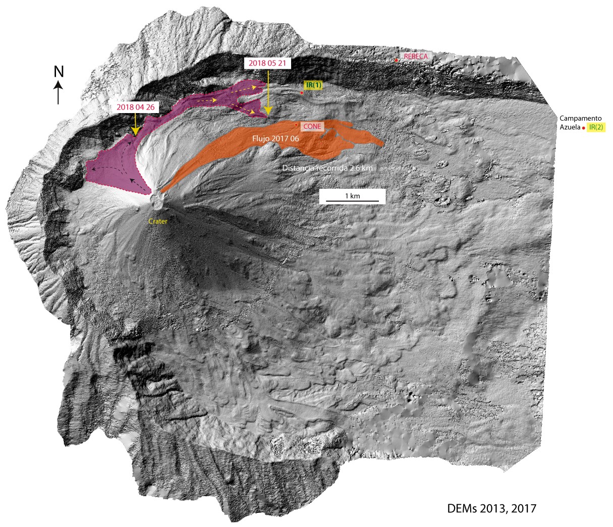 Cambios morfológicos en el volcán El Reventador Abril – Junio 2018