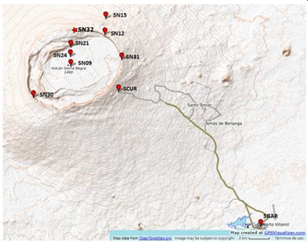 Campaña de gravimetría en el volcán Sierra Negra