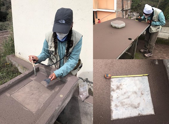 Trabajos de muestreo de ceniza de las últimas erupciones del Volcán Sangay