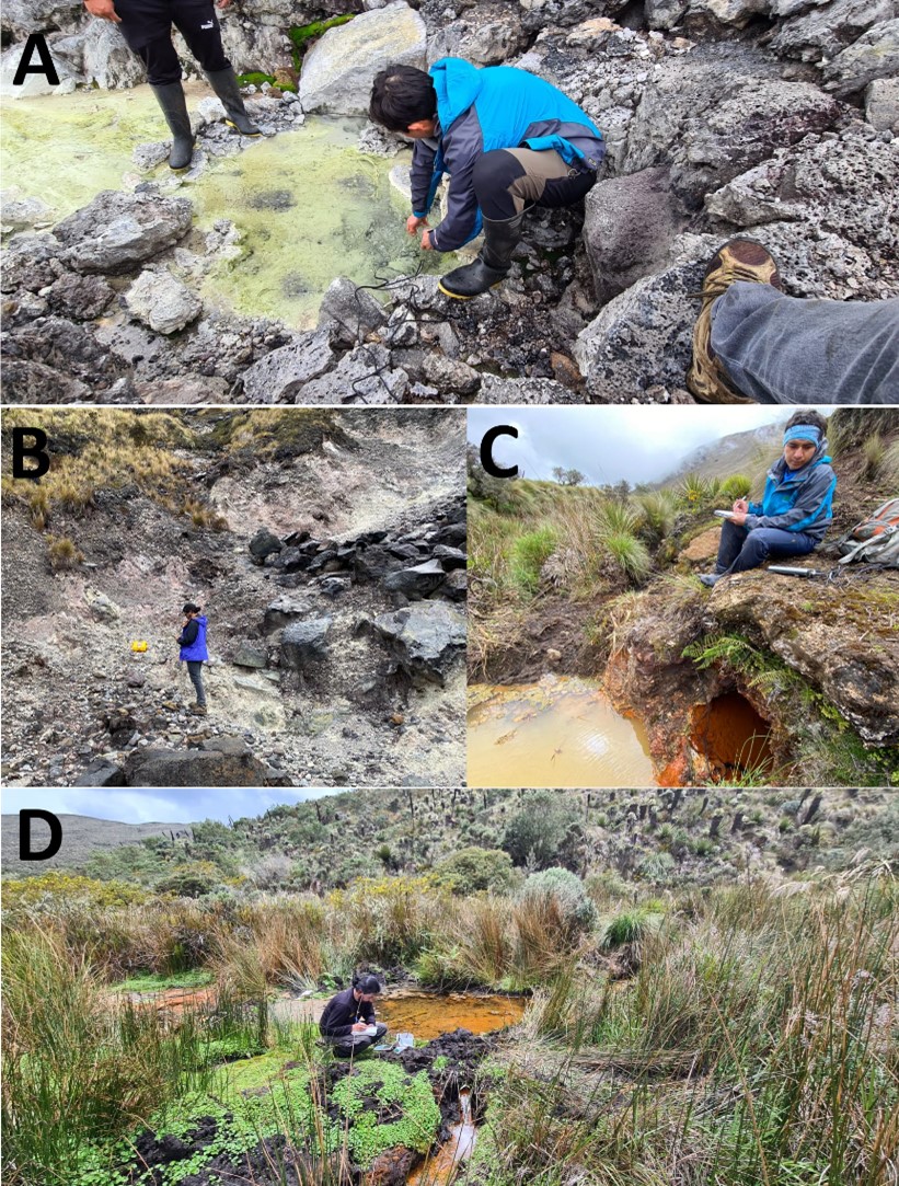 Trabajos de vigilancia en las fuentes termales y campos fumarólicos asociados al complejo volcánico Chiles - Cerro Negro, provincia de Carchi, Ecuador