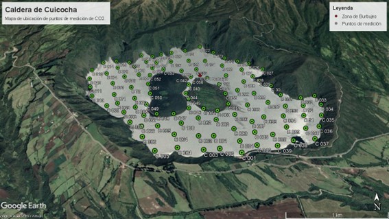 Campaña de medición de CO2 difuso en la laguna de Cuicocha