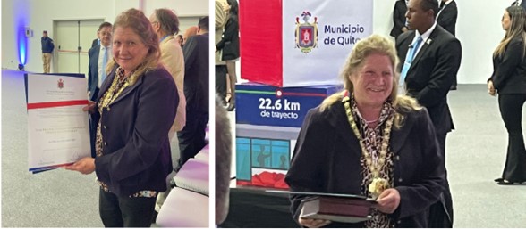 Patricia Mothes recibe el premio 'Gran Collar Barón de Carondelet' del Municipio de Quito