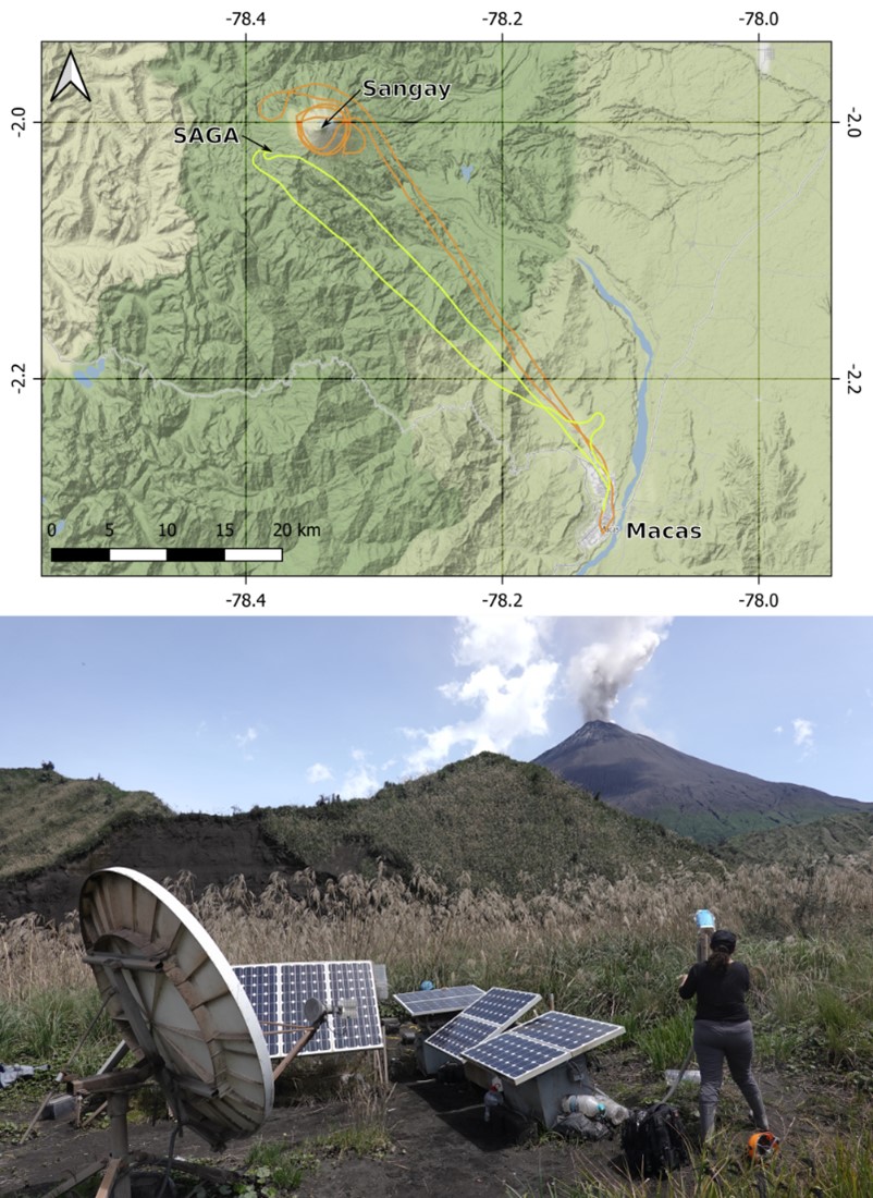 Trabajos de vigilancia volcánica y mantenimiento de la estación multiparamétrica del volcán Sangay