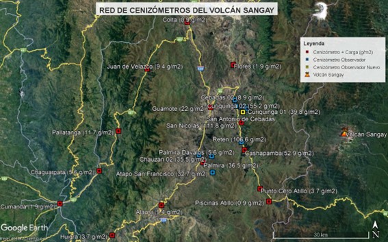 Taller interactivo sobre peligros sísmicos y volcánicos con la comunidad de San Antonio de Cebadas, cantón Guamote. Recolección de ceniza y mantenimiento de la red de cenizómetros del volcán Sangay