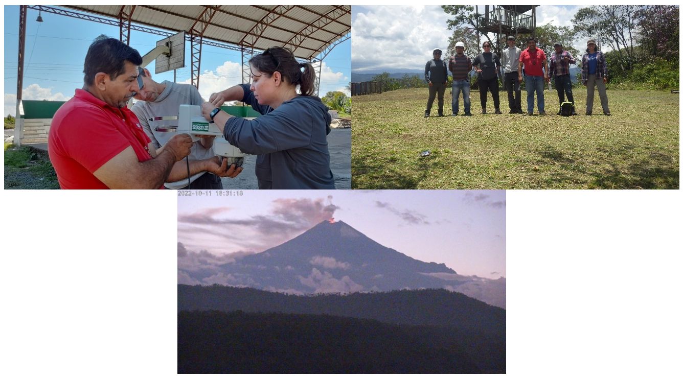 Trabajos de campo e instalación de equipos donados por el Programa de Asistencia para Desastres Volcánicos (VDAP) al Instituto Geofísico
