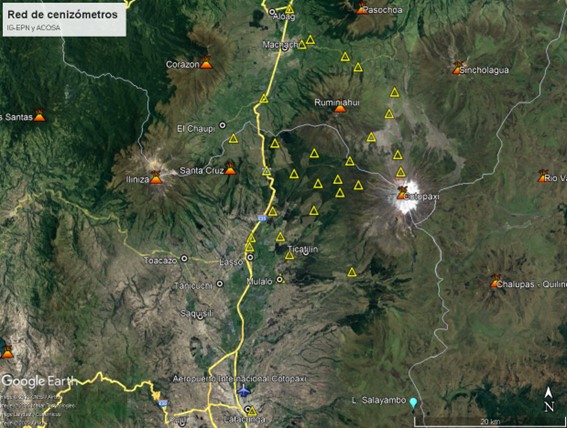 Recolección de ceniza y mantenimiento de la red de cenizómetros del volcán Cotopaxi