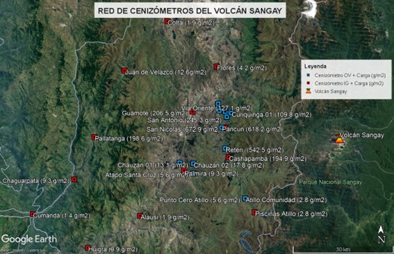 Recolección de ceniza y mantenimiento de la red de cenizómetros del volcán Sangay