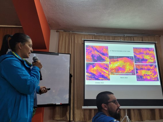 Desarrollo del primer día de capacitación dentro del 7mo taller de gases volcánicos NOVAC