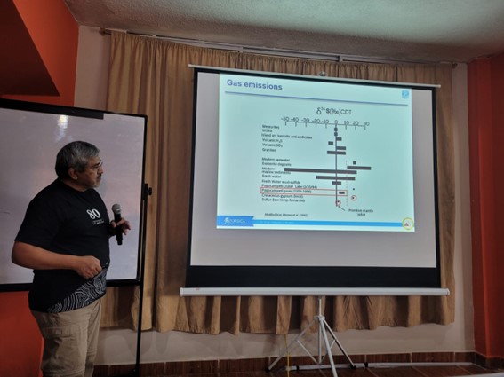 Desarrollo del primer día de capacitación dentro del 7mo taller de gases volcánicos NOVAC