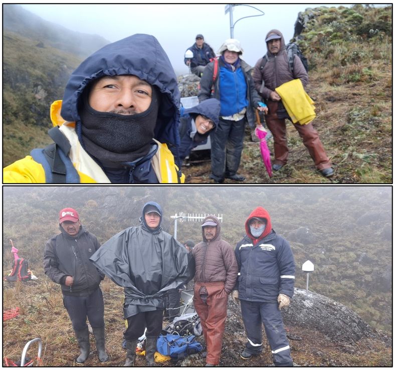 Nueva estación GPS instalada en el volcán Chiles, como parte del apoyo brindado por VDAP/USAID para el fortalecimiento de la vigilancia volcánica en el país