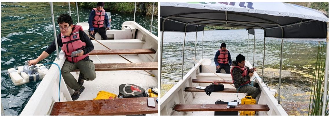 Medición de gas difuso en la laguna cratérica de Cuicocha