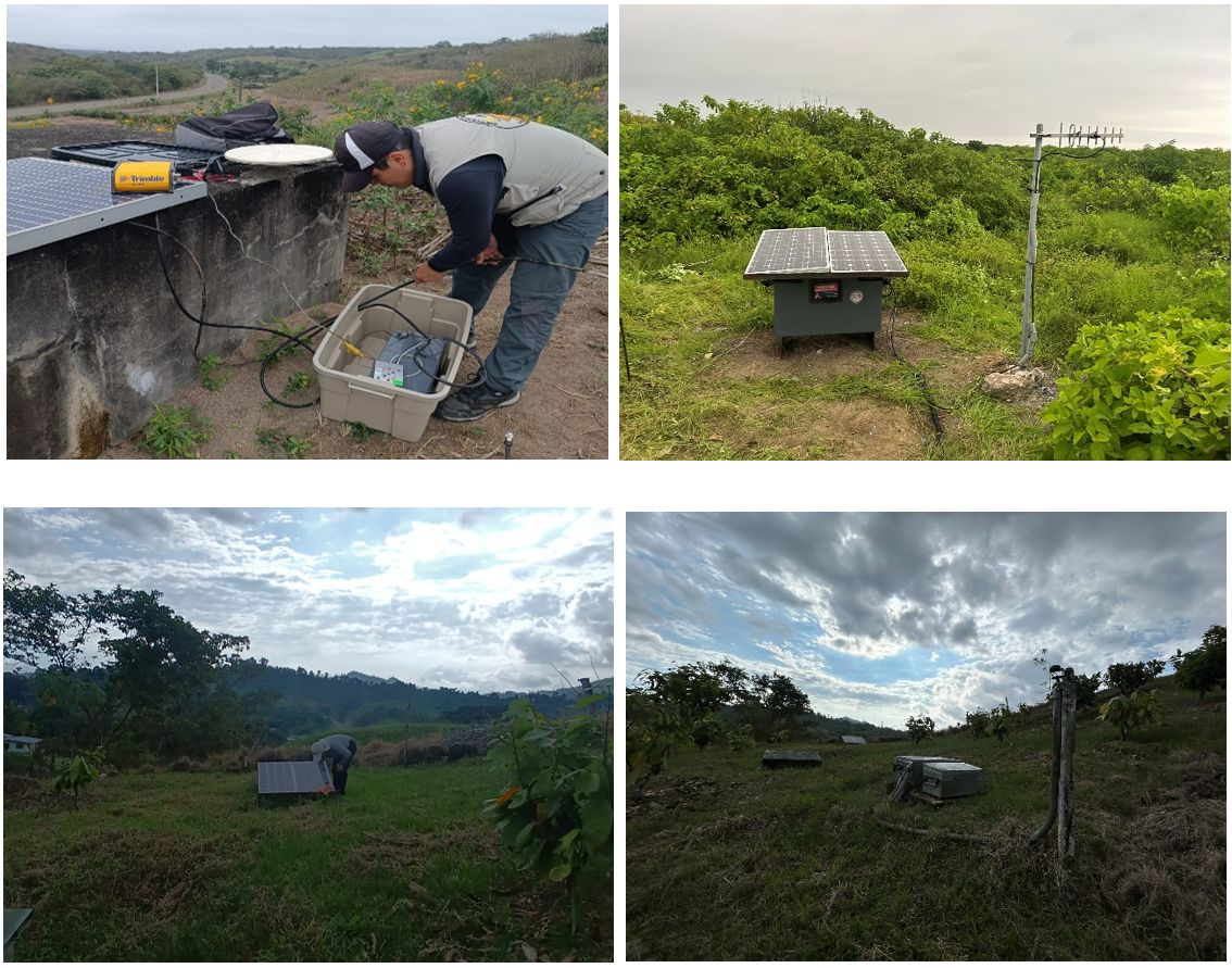 Trabajos de campo en la Red Nacional de Geodesia (RENGEO) ubicadas en la costa ecuatoriana