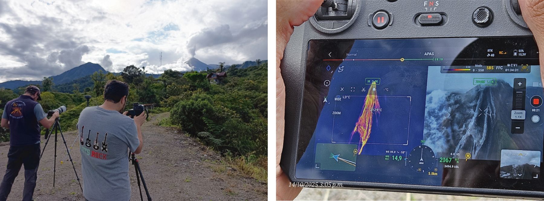 Trabajos de monitoreo en el volcán El Reventador, provincias de Napo y Sucumbíos