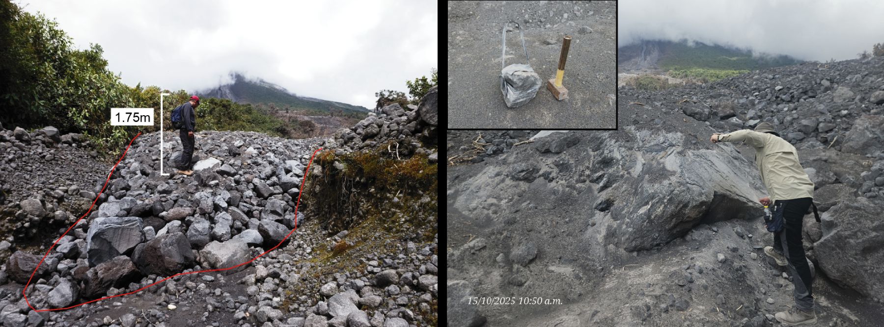 Trabajos de monitoreo en el volcán El Reventador, provincias de Napo y Sucumbíos