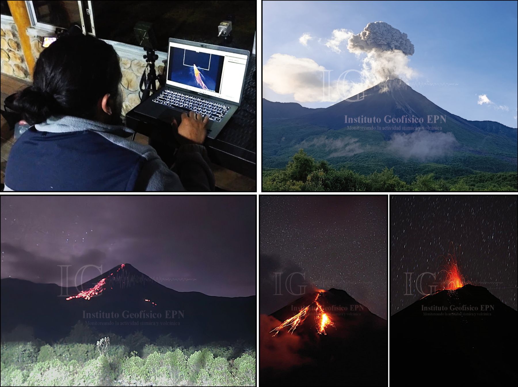 Trabajos de monitoreo interinstitucional en el volcán El Reventador, provincias de Napo y Sucumbíos
