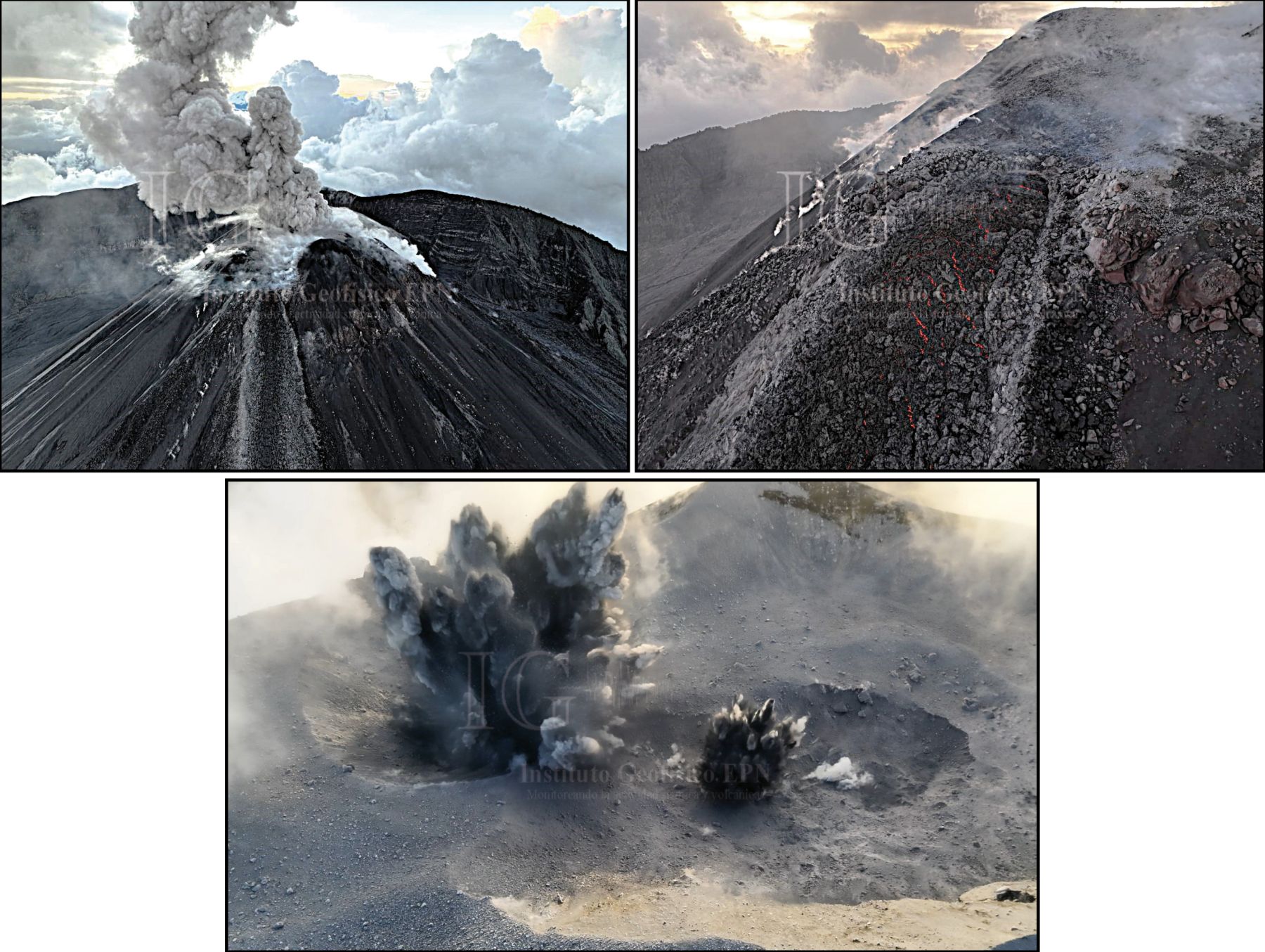 Trabajos de monitoreo interinstitucional en el volcán El Reventador, provincias de Napo y Sucumbíos