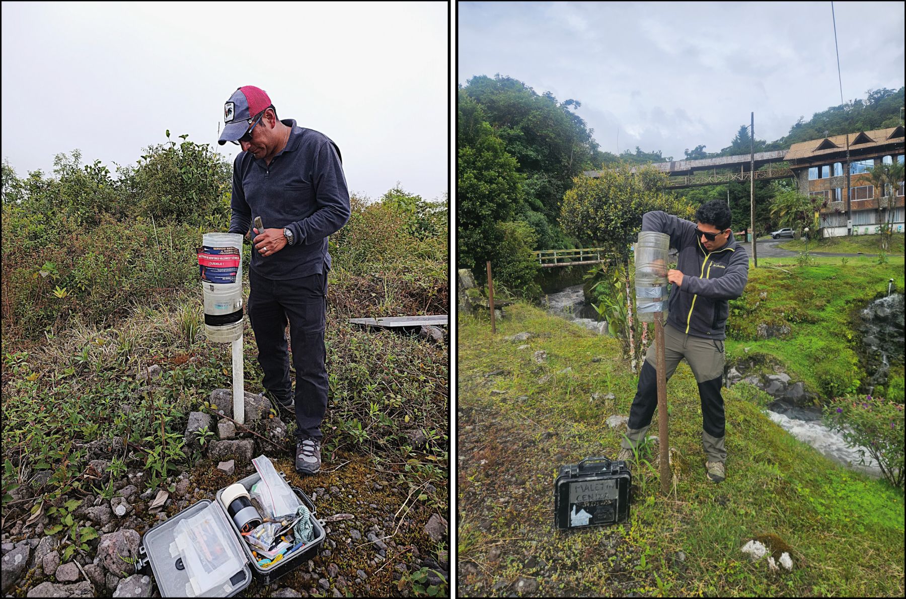 Trabajos de monitoreo interinstitucional en el volcán El Reventador, provincias de Napo y Sucumbíos