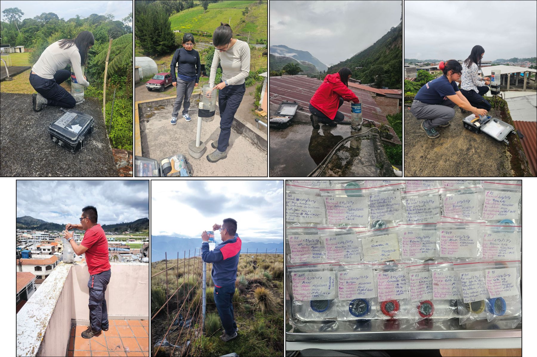 Recolección de ceniza y mantenimiento de la red de cenizómetros del volcán Sangay