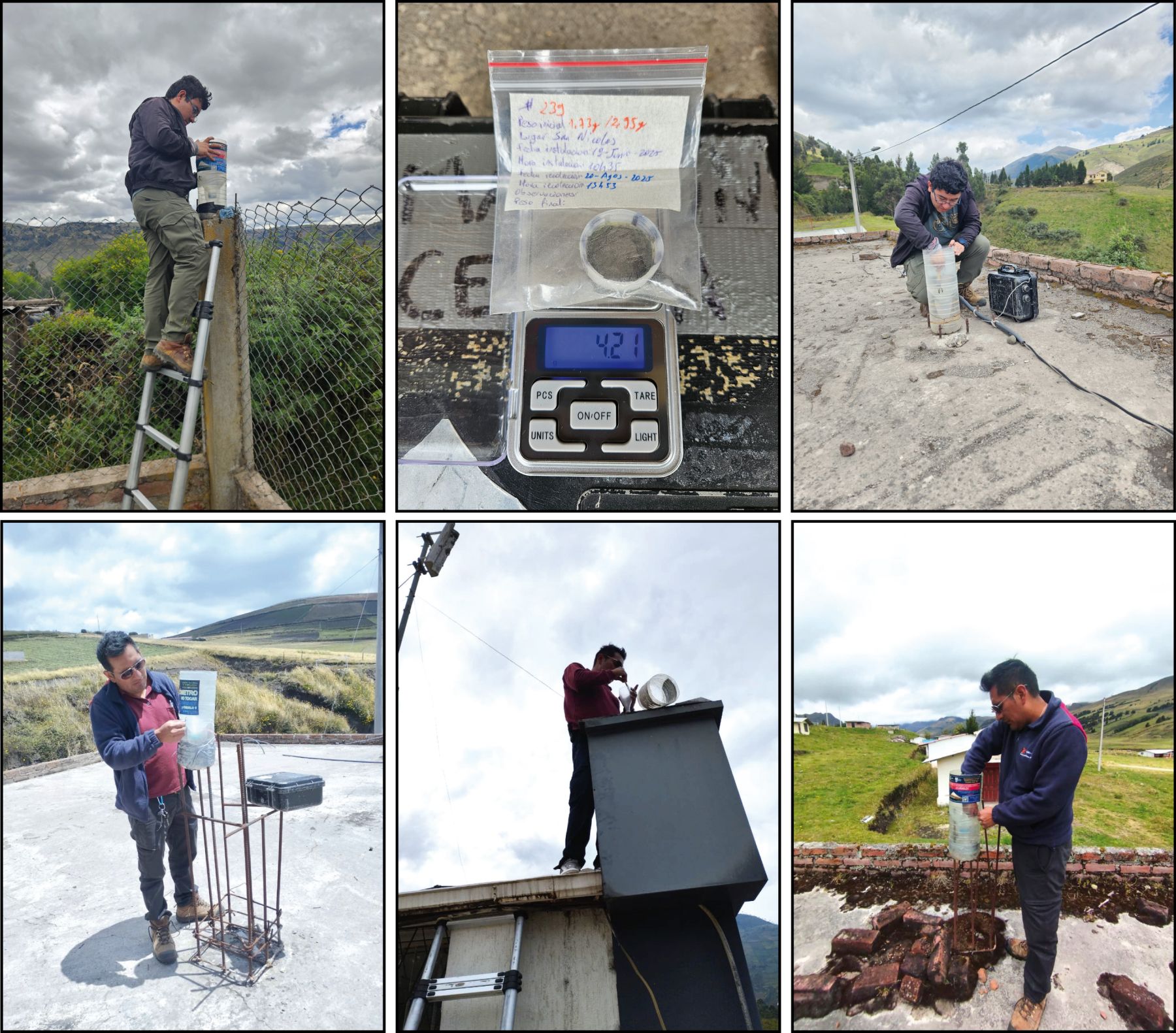 Campaña de recolección de ceniza y mantenimiento de la red de cenizómetros del volcán Sangay
