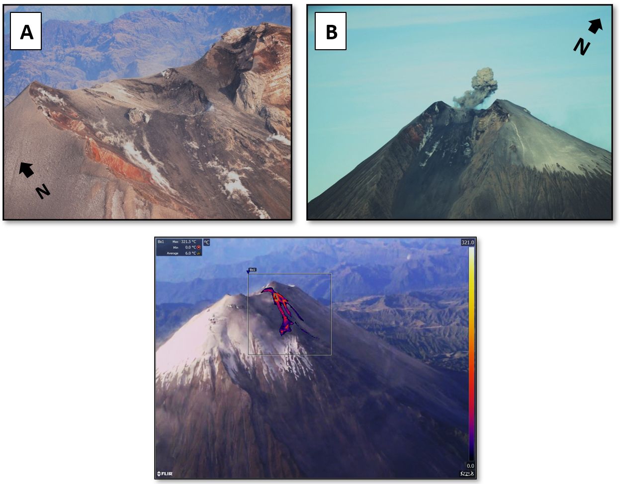 Sobrevuelo de monitoreo visual, térmico y de fluidos a los volcanes Sangay y Tungurahua