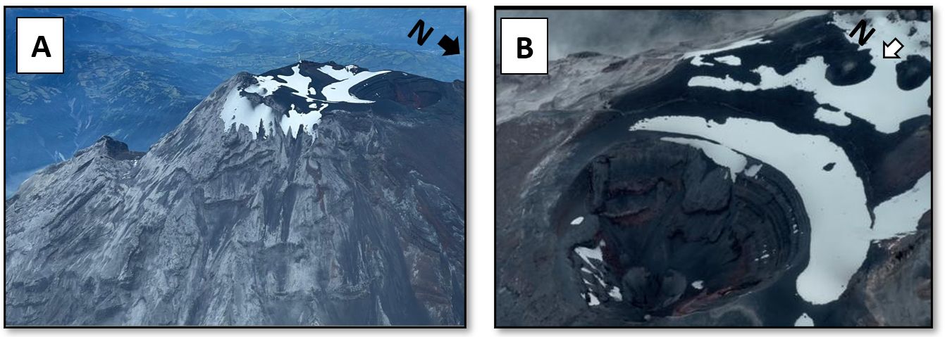 Sobrevuelo de monitoreo visual, térmico y de fluidos a los volcanes Sangay y Tungurahua