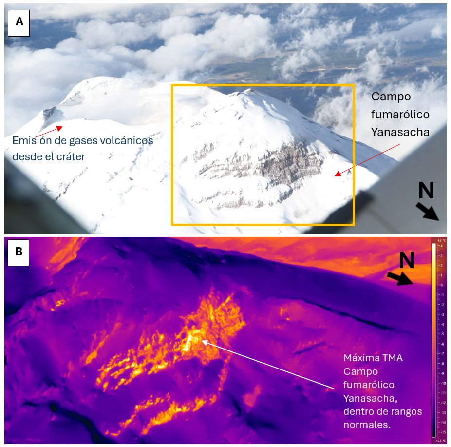 Sobrevuelo de vigilancia del volcán Cotopaxi efectuados el 21 de agosto de 2025