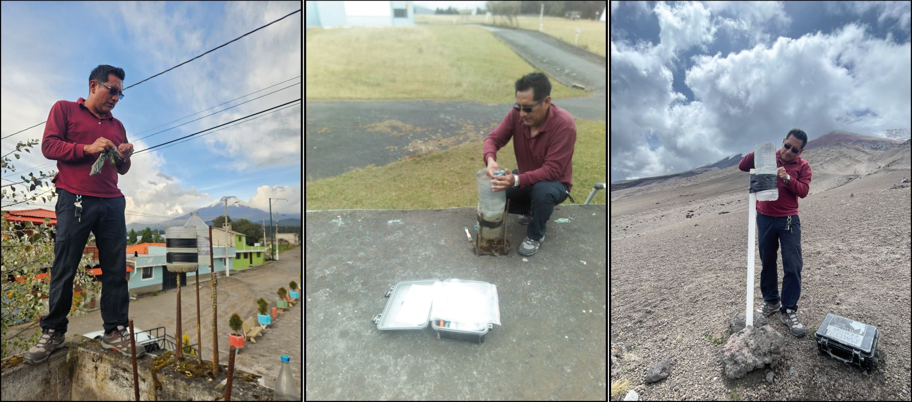 Mantenimiento de la red de cenizómetros del volcán Cotopaxi y visita técnica a observadores volcánicos