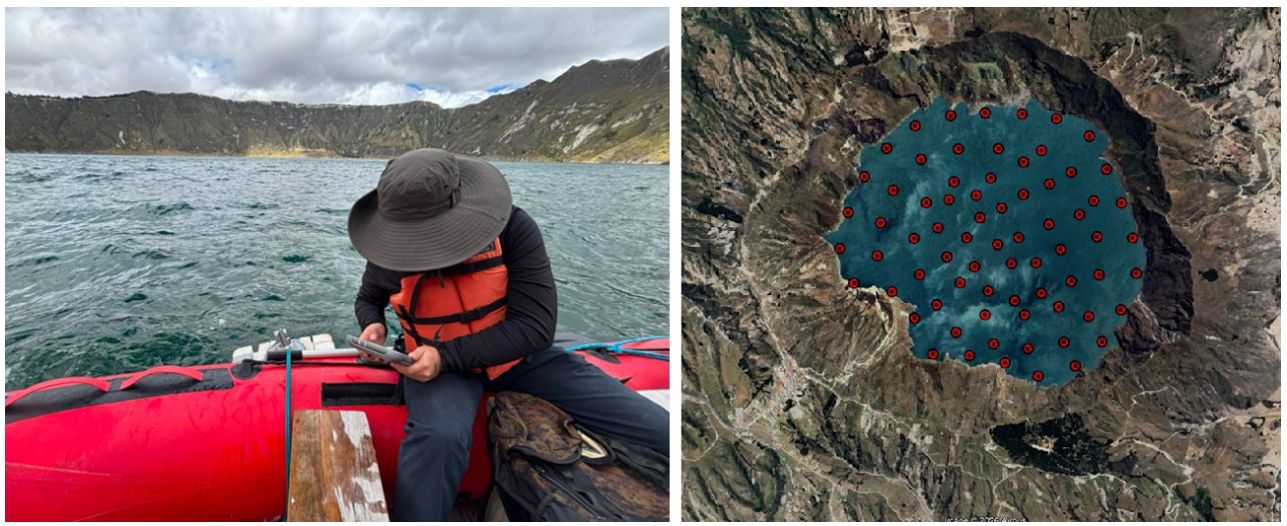 Mediciones de CO2 difuso en la laguna del volcán Quilotoa