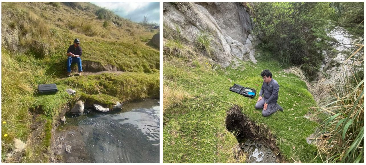 Mediciones de CO2 difuso en la laguna del volcán Quilotoa