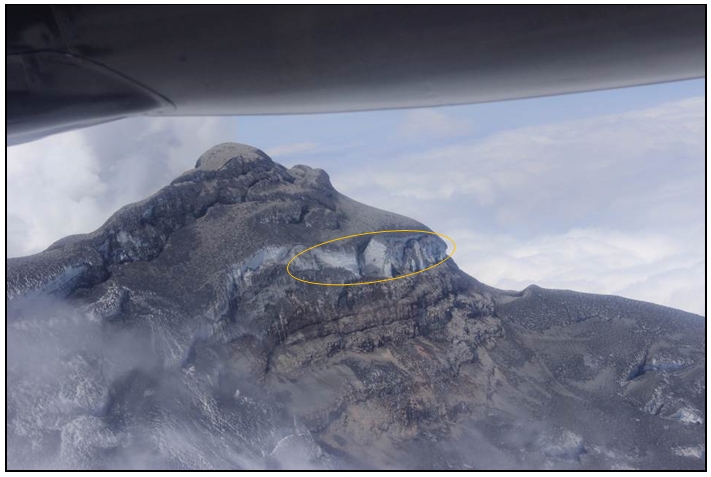 Resumen de las observaciones efectuadas durante el sobrevuelo al volcán Cotopaxi del día 27 de septiembre de 2015